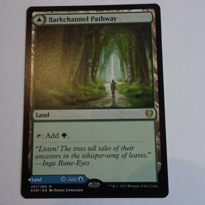 Magic the Gathering Game Card.  Barkchannel Pathway /Tidechannel pathway