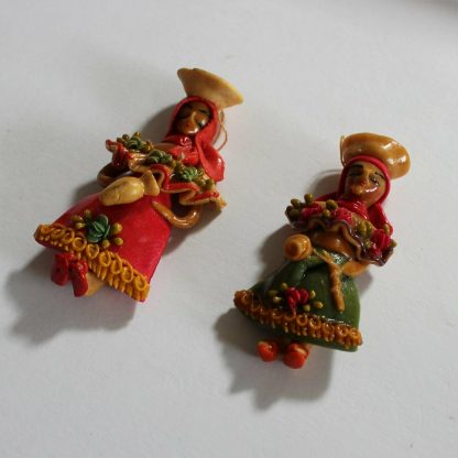 Dolls Old National Dress Ecuador Pair 11cm tall c1970 - Image 3
