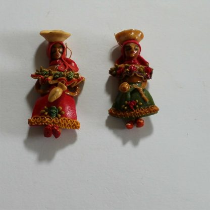 Dolls Old National Dress Ecuador Pair 11cm tall c1970